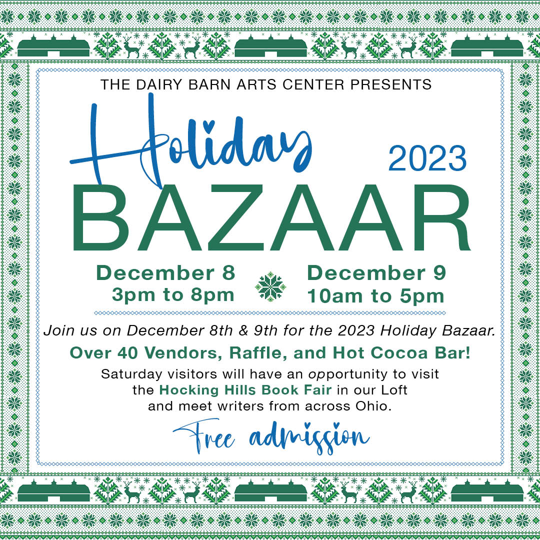 A image of the flyer for the Dairy Barn Arts Center Holiday Bazaar.