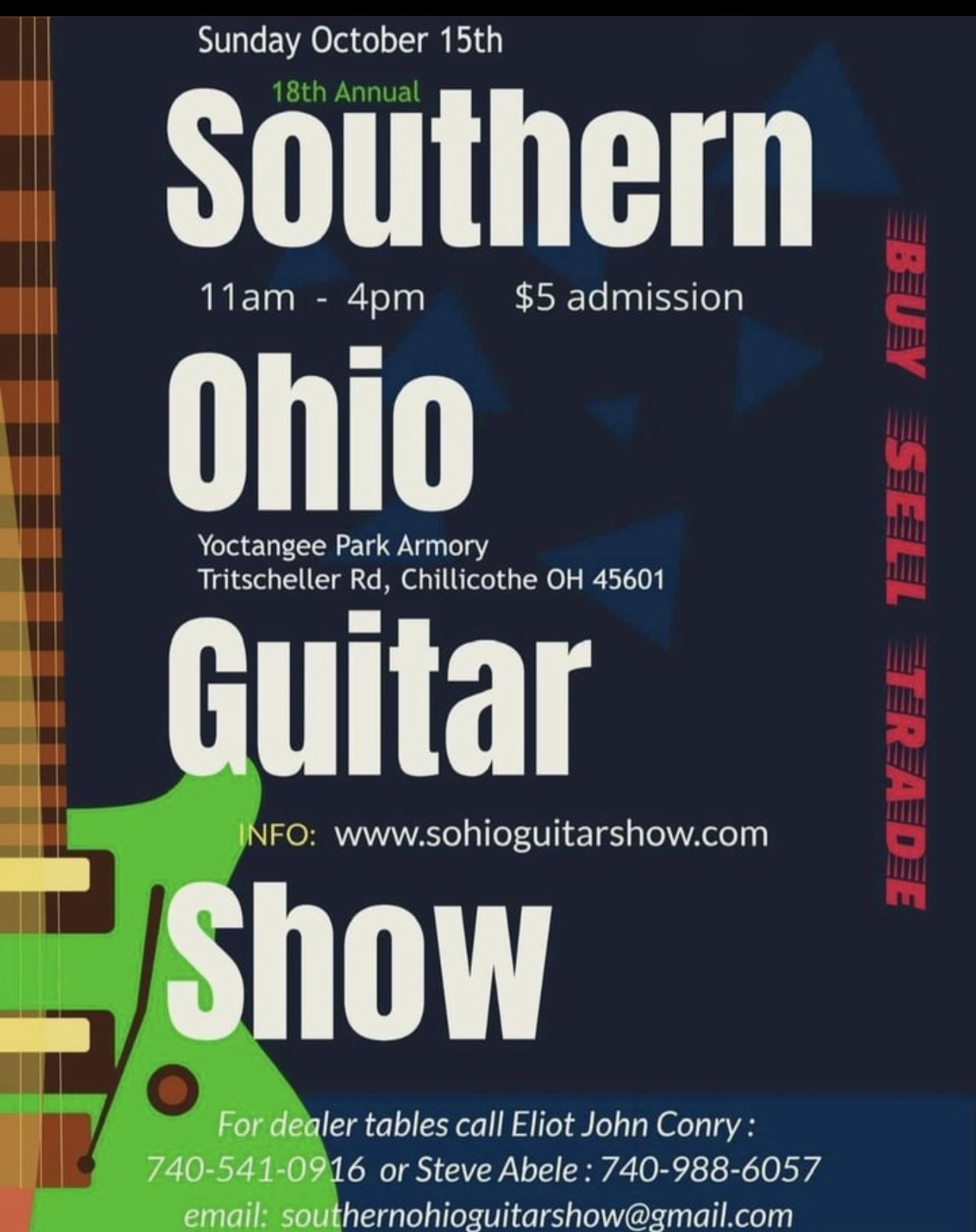 A flyer for the Southern Ohio Guitar Show