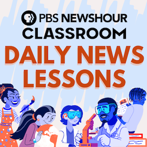 Web button to PBS Learning media collection of PBS Newshour Classroom daily news lessons