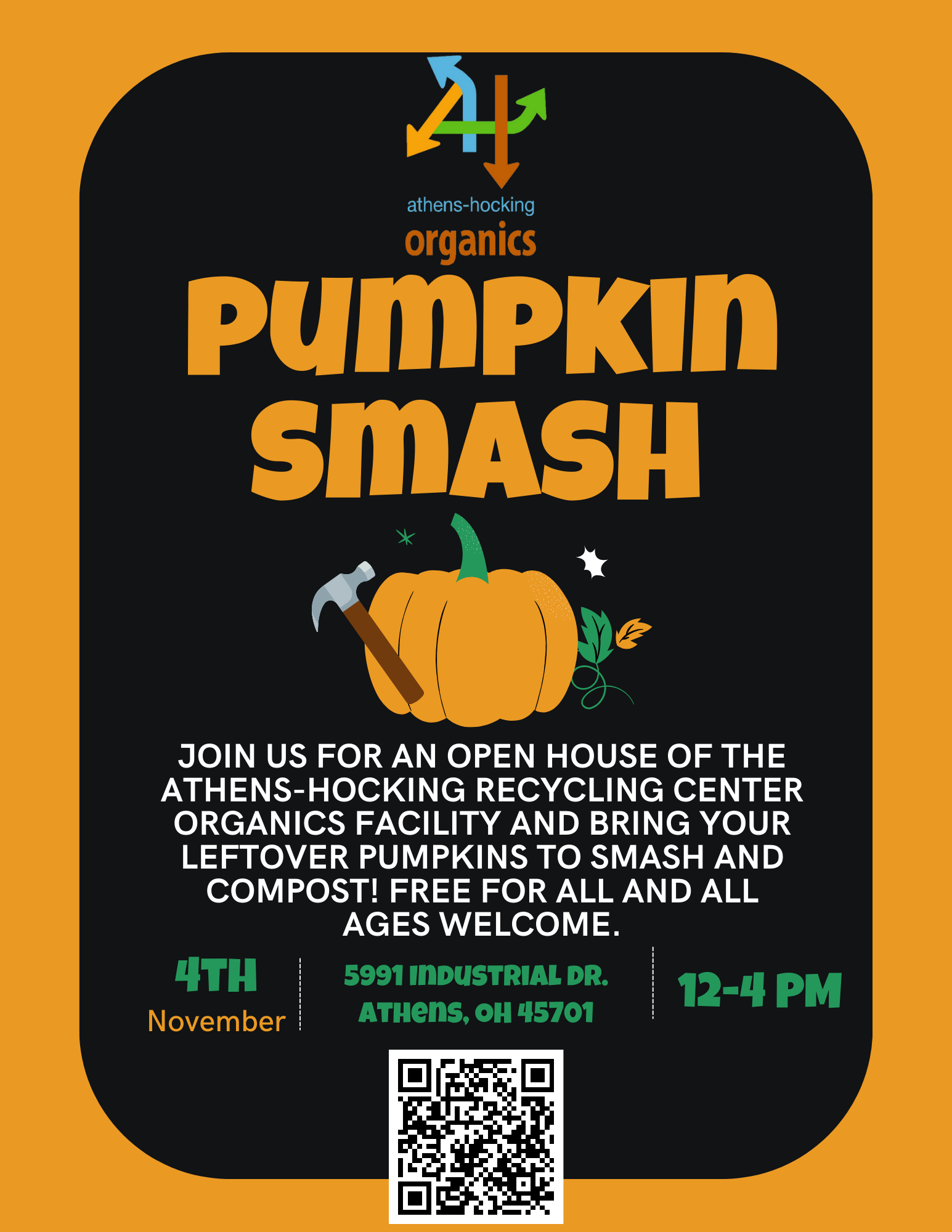 A flyer for the pumpkin smash event.