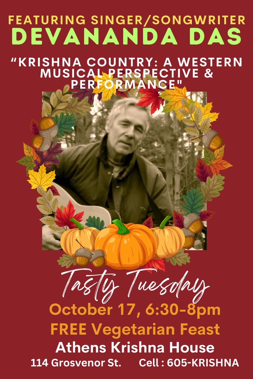A flyer for Athens Krishna House's upcoming Tasty Tuesday event.