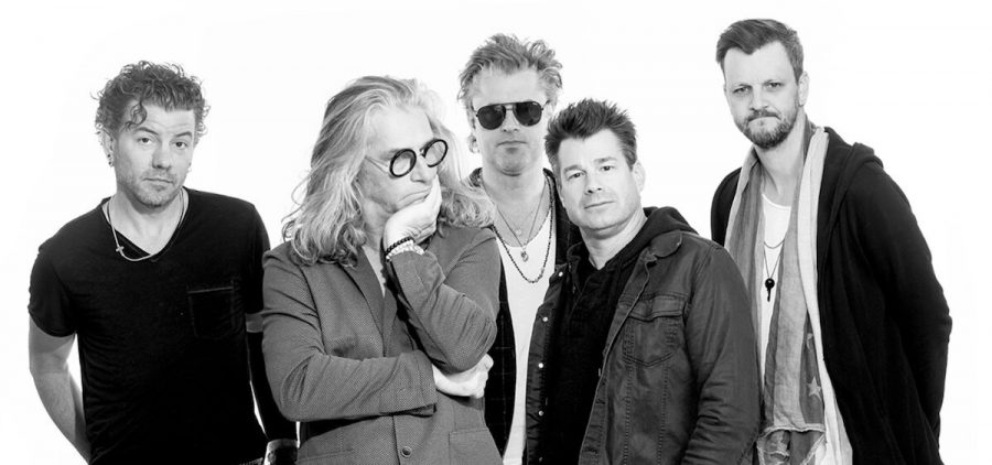 A promotional image of Collective Soul. It is in black and white.