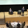 Former U.S. Senator Rob Portman delivers remarks in front of a crowd at the Ohio Union