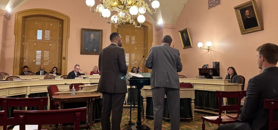 Reps. Josh Williams and Bill Seitz testify during the House Criminal Justice Committee