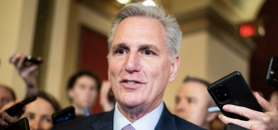 Kevin McCarthy, R-Calif., makes his way to the House floor in the U.S. Capitol before a procedural vote relating to a motion to vacate against him on Tuesday, October 3, 2023.