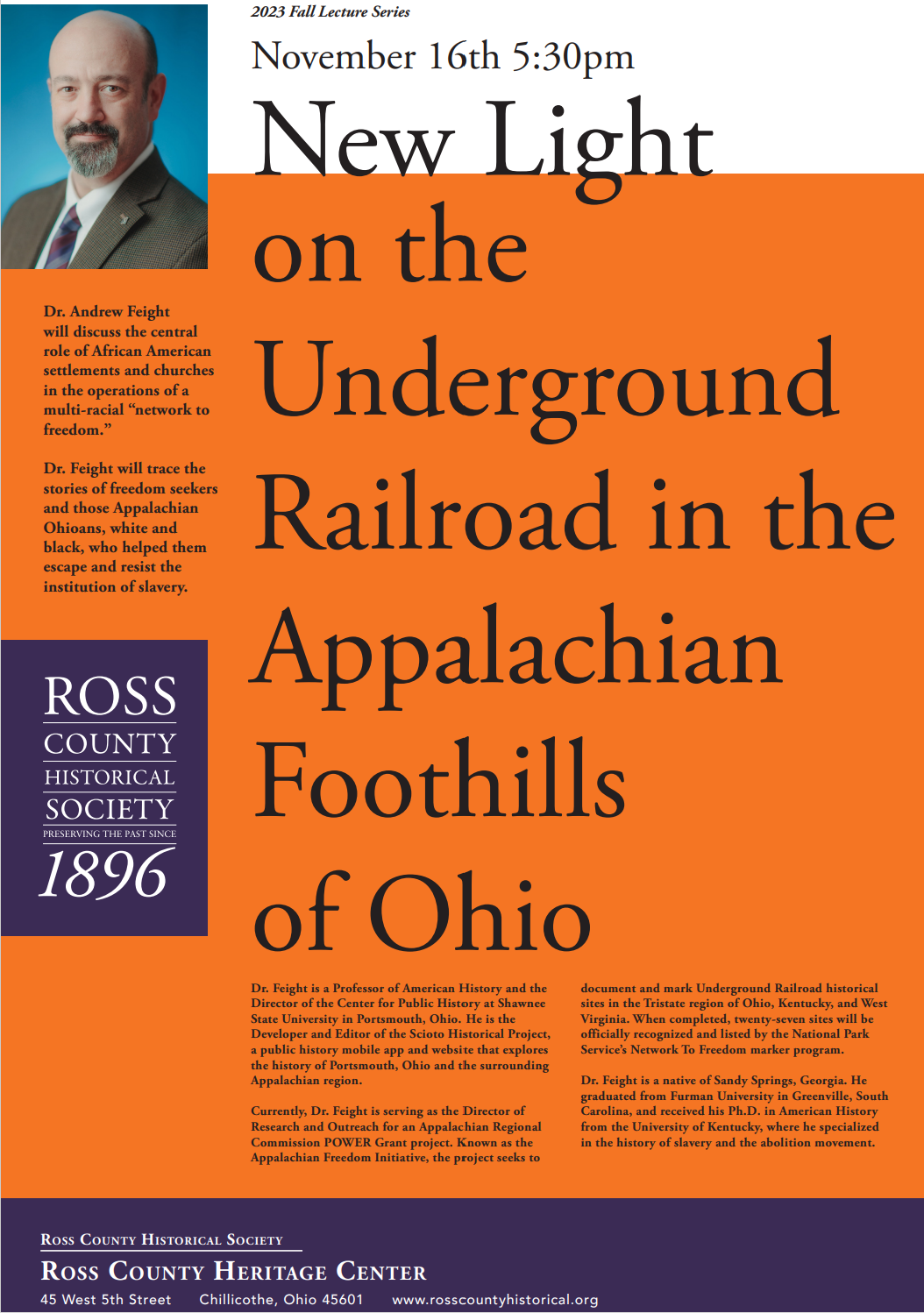 A flyer for a presentation about the Underground Railroad in Appalachia.
