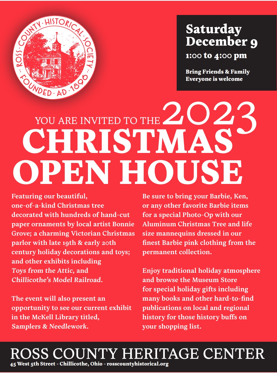 A flyer for a Christmas Open House.