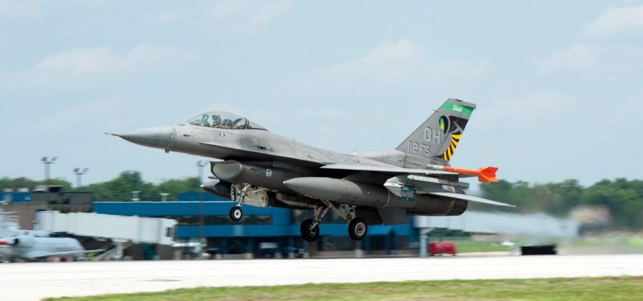 U.S. Air Force, 1Lt. Mathew Correa, an F-16 Fighting Falcon pilot assigned to the Ohio National Guard’s 180th Fighter Wing, takes off for a routine training mission, from the 180FW in Swanton, Ohio. A similar jet created a sonic boom over Athens County Tuesday morning that rattled some homes.