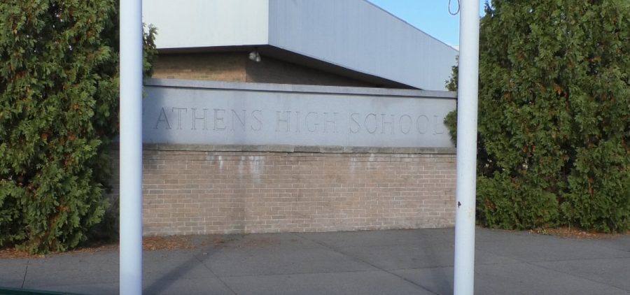 The sign outside of the current Athens High School