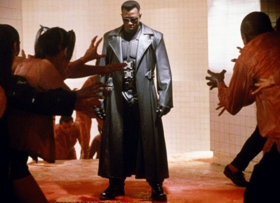 A still from the film "Blade." It is an image of Blade standing.