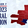 A graphic highlighting Gallia County for the 2023 general election