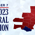 A graphic highlighting Lawrence County for the 2023 general election