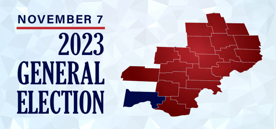 A graphic highlights Scioto County on a map for the 2023 election