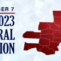 A graphic highlights Tuscarawas County on a map for the 2023 election