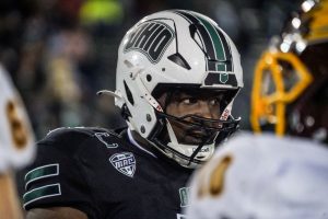 Rodney Mathews looks around during Ohio's game against Central Michigan [Conor Mallonn | WOUB]