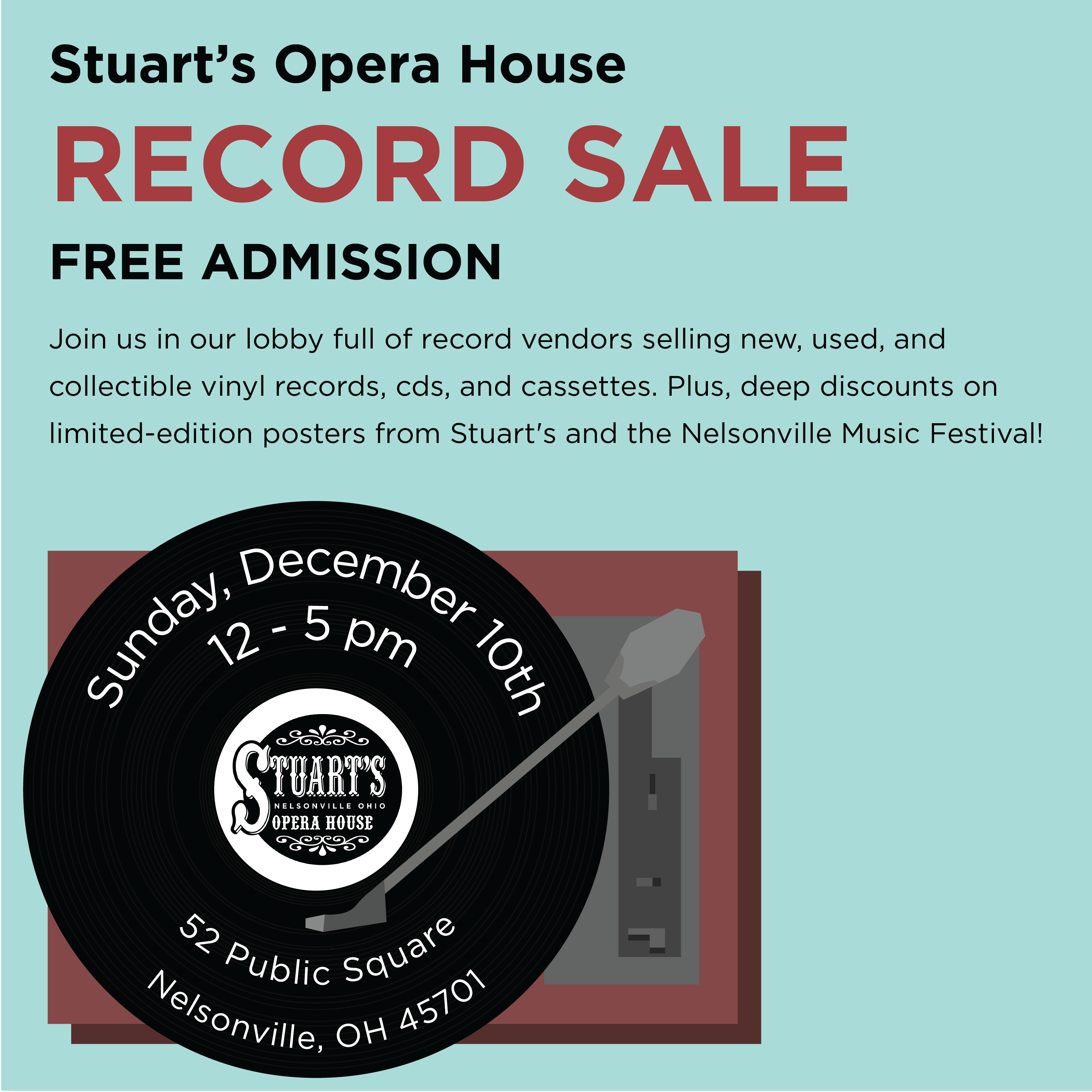 A flyer for Stuart's Record Sale.