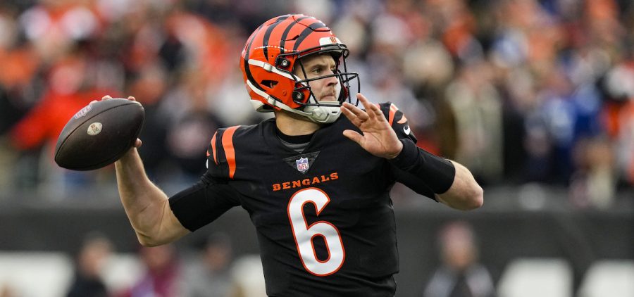 Cincinnati Bengals quarterback Jake Browning throws against the Indianapolis Colts