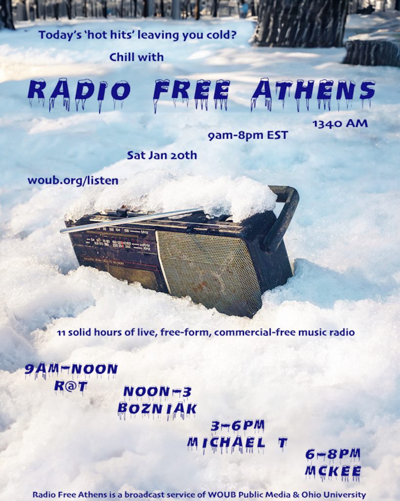 An image with the schedule for Radio Free Athens on January 20, 2024.