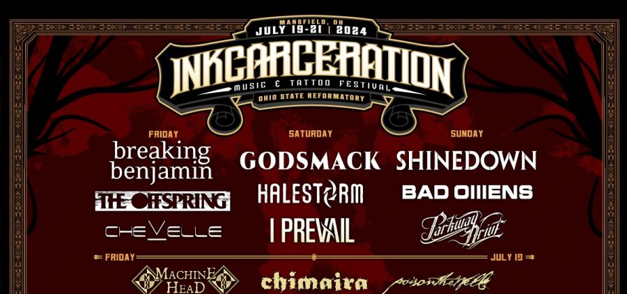 An image detailing the lineup for Inkcarceration 2024.