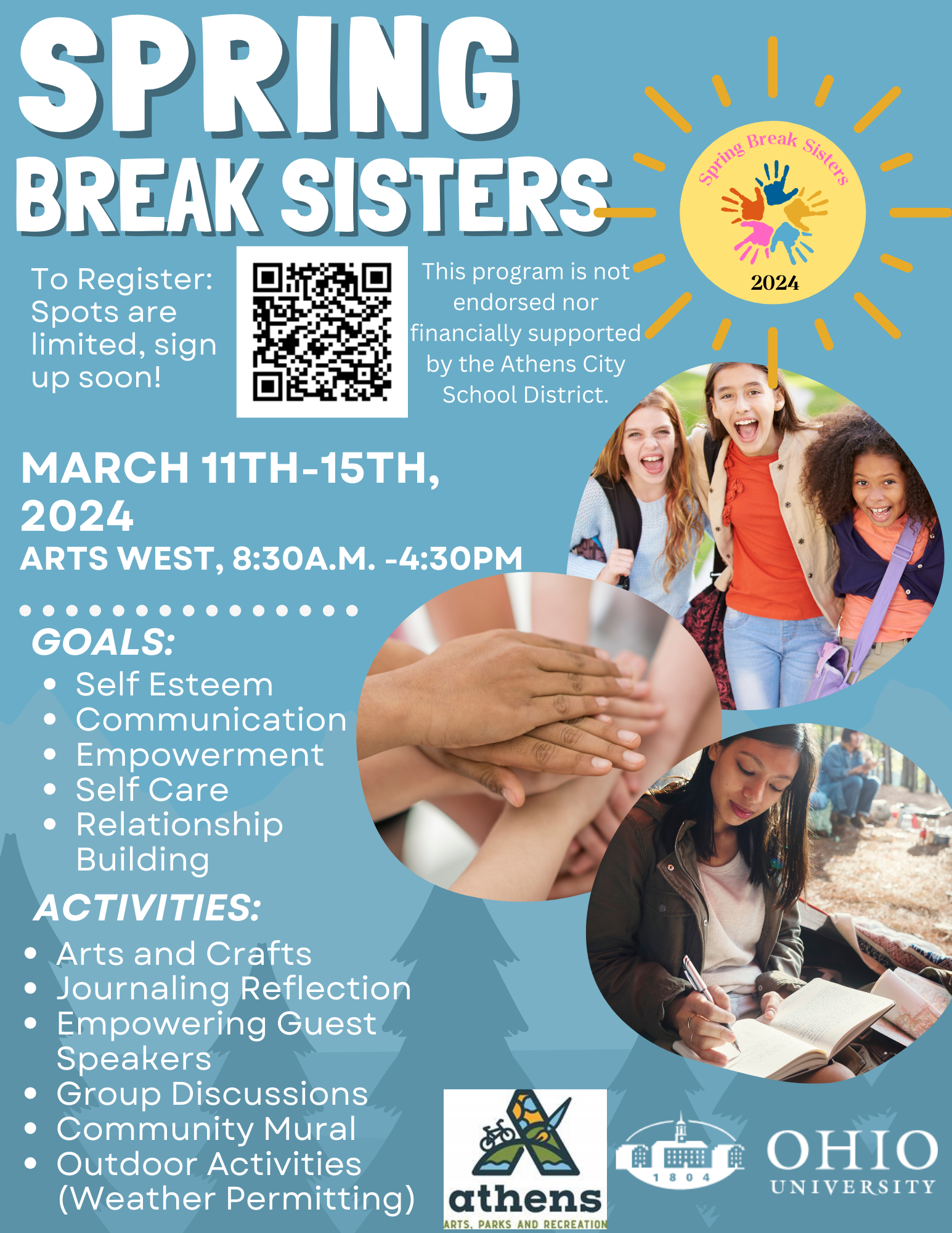 A flyer for the Spring Break Sisters program.