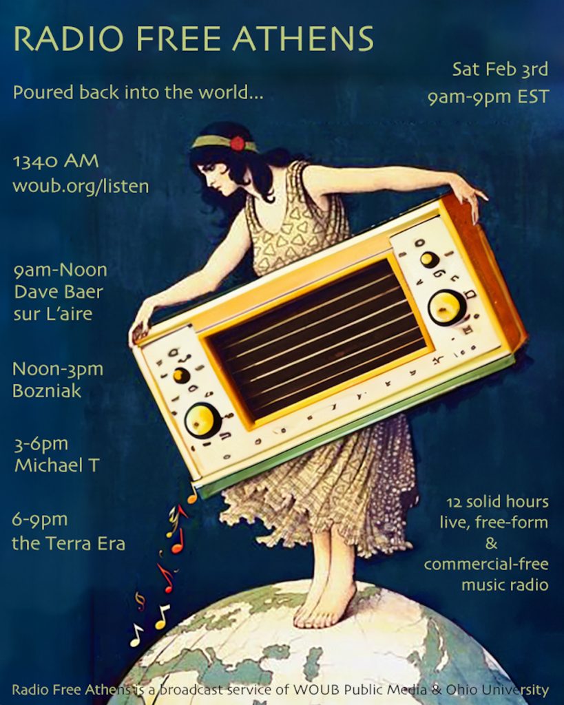 A image with the schedule for Radio Free Athens