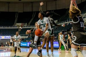 Jaya McClure goes up for the basket against Western Michigan 