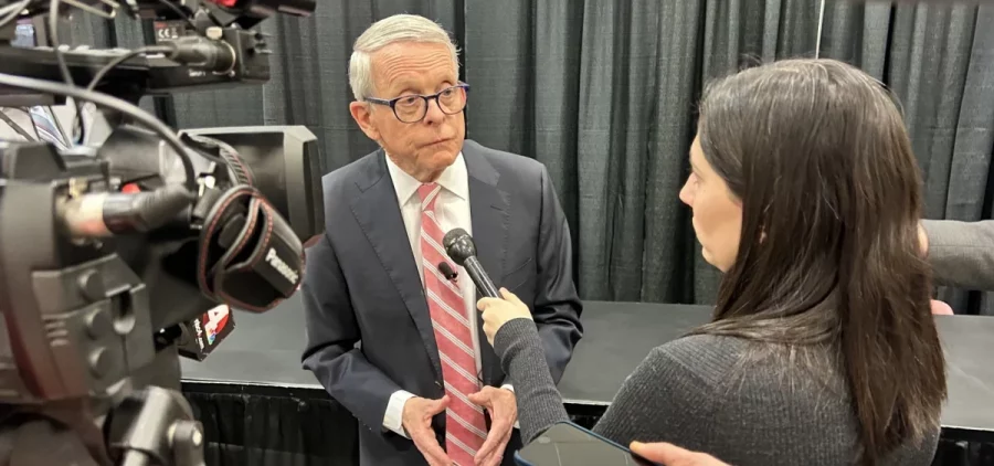 Gov. Mike DeWine takes questions from reporters