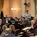 GOP lawmakers look to be recognized on the floor of the Ohio House at a session