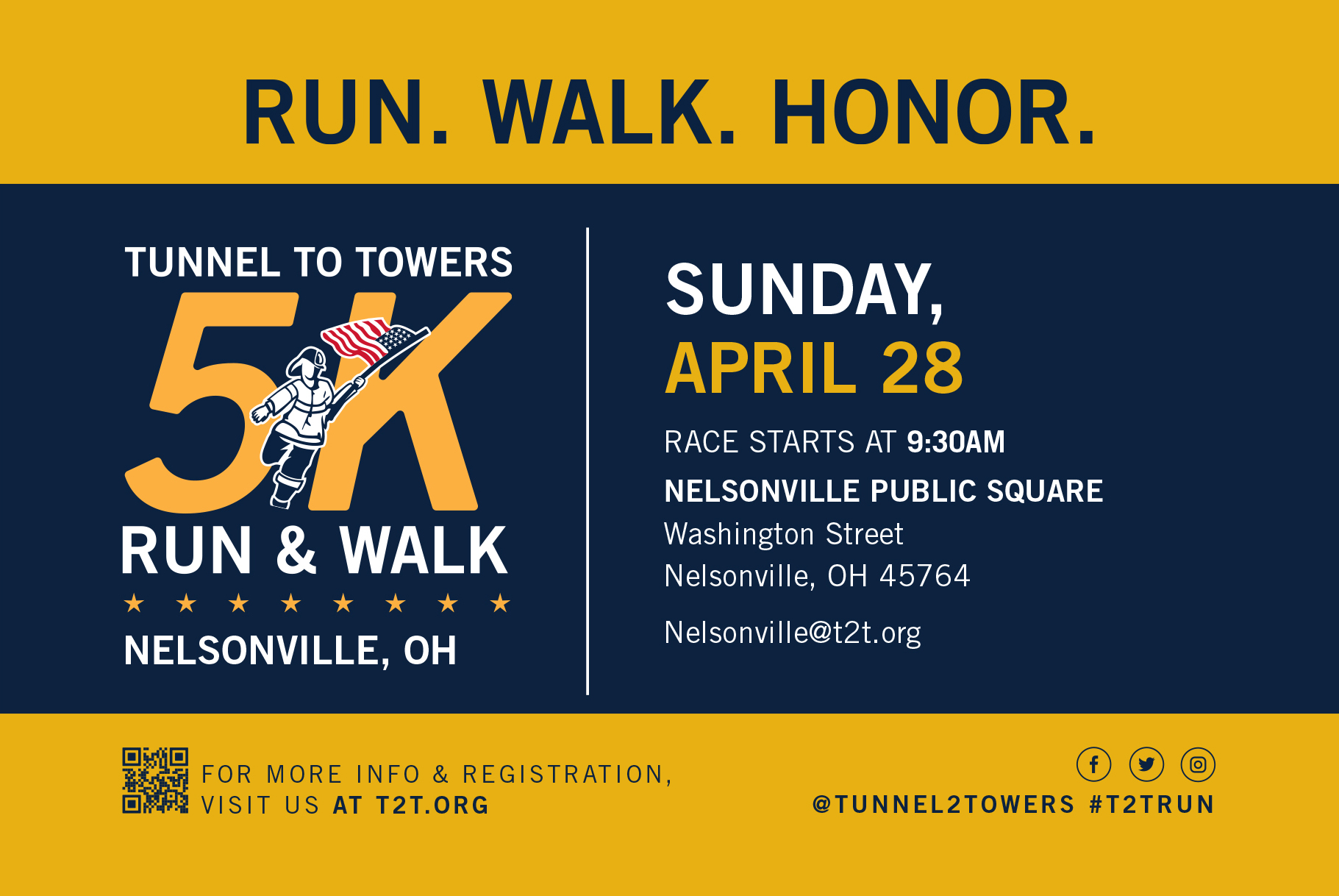 A flyer for the Tunnels to Towers 5K taking place in Nelsonville.