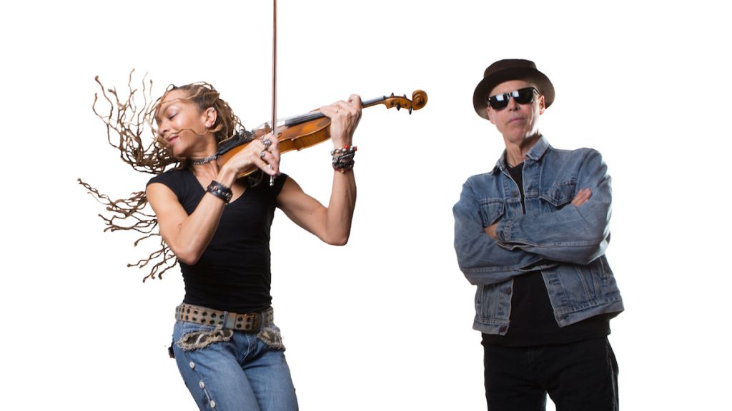 A promotional image of the band Halo Rider. Members Anne Harris and Markus James are pictured against a white background. 