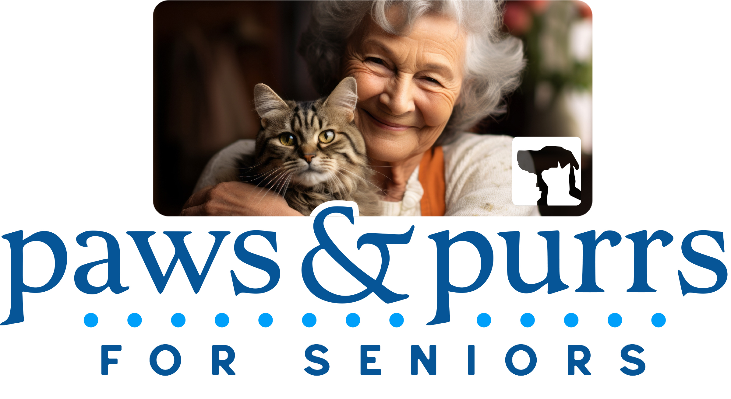 The logo for paws and purrs for seniors program.