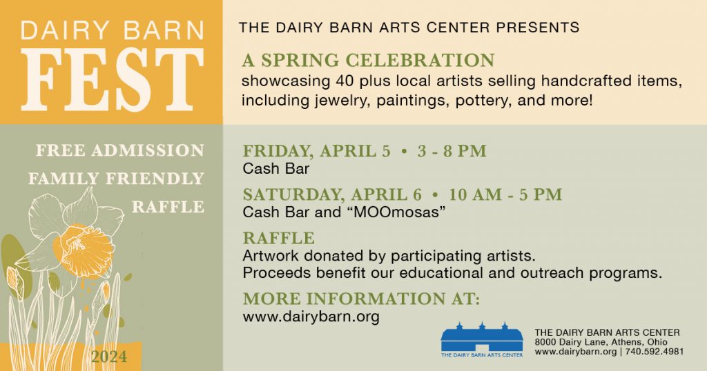 A flyer for the Dairy Barn Fest event happening in early April.