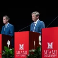 Bernie Moreno, Matt Dolan and Frank LaRose at the final Republican U.S. Senate debate