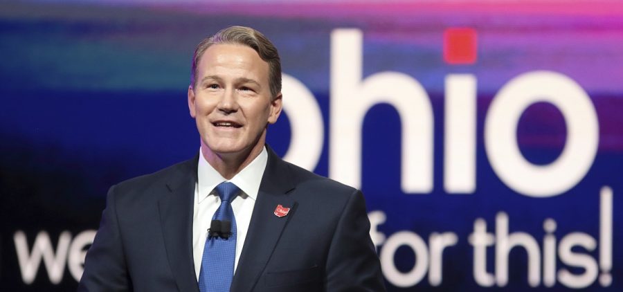 Ohio Lieutenant Governor Jon Husted speaks during a news conference on Friday Jan. 21, 2022 in Newark, Ohio.