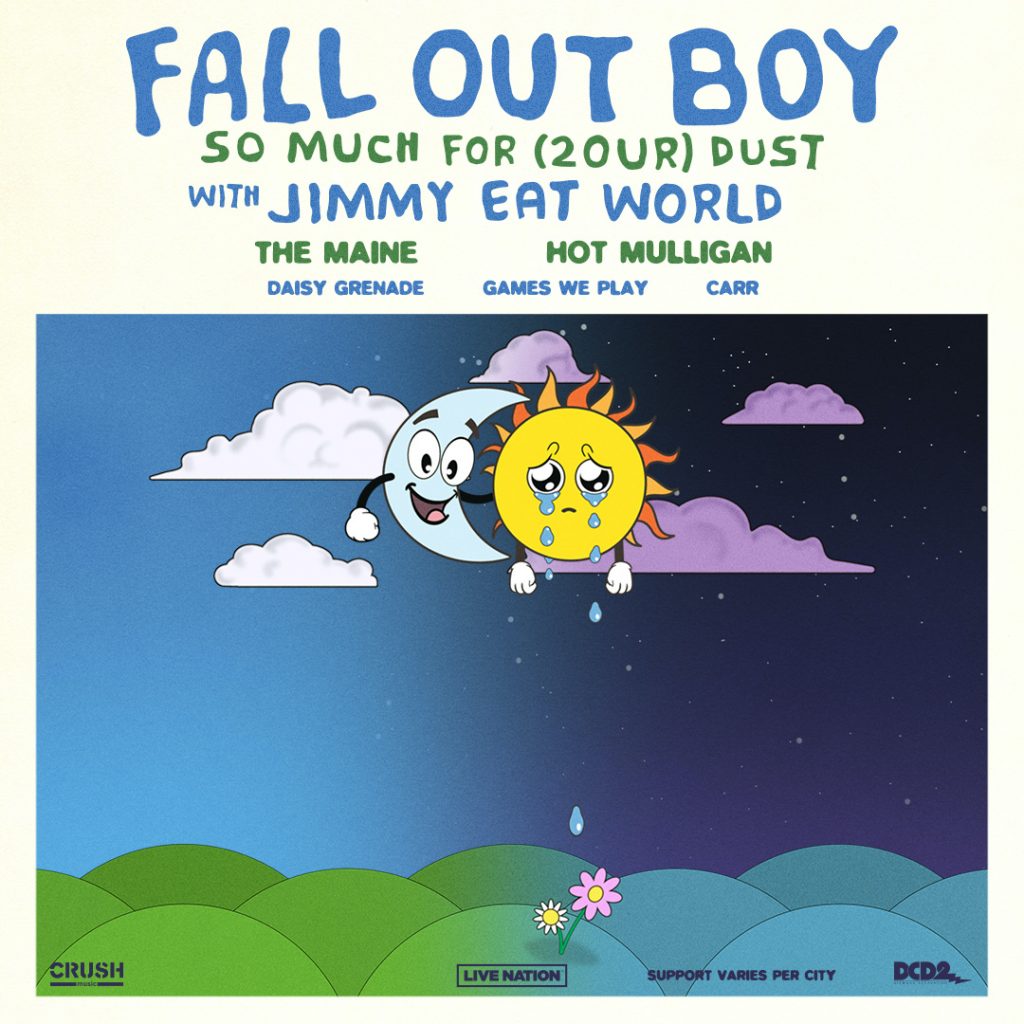 The poster for Fall Out Boy's current 2024 tour. 