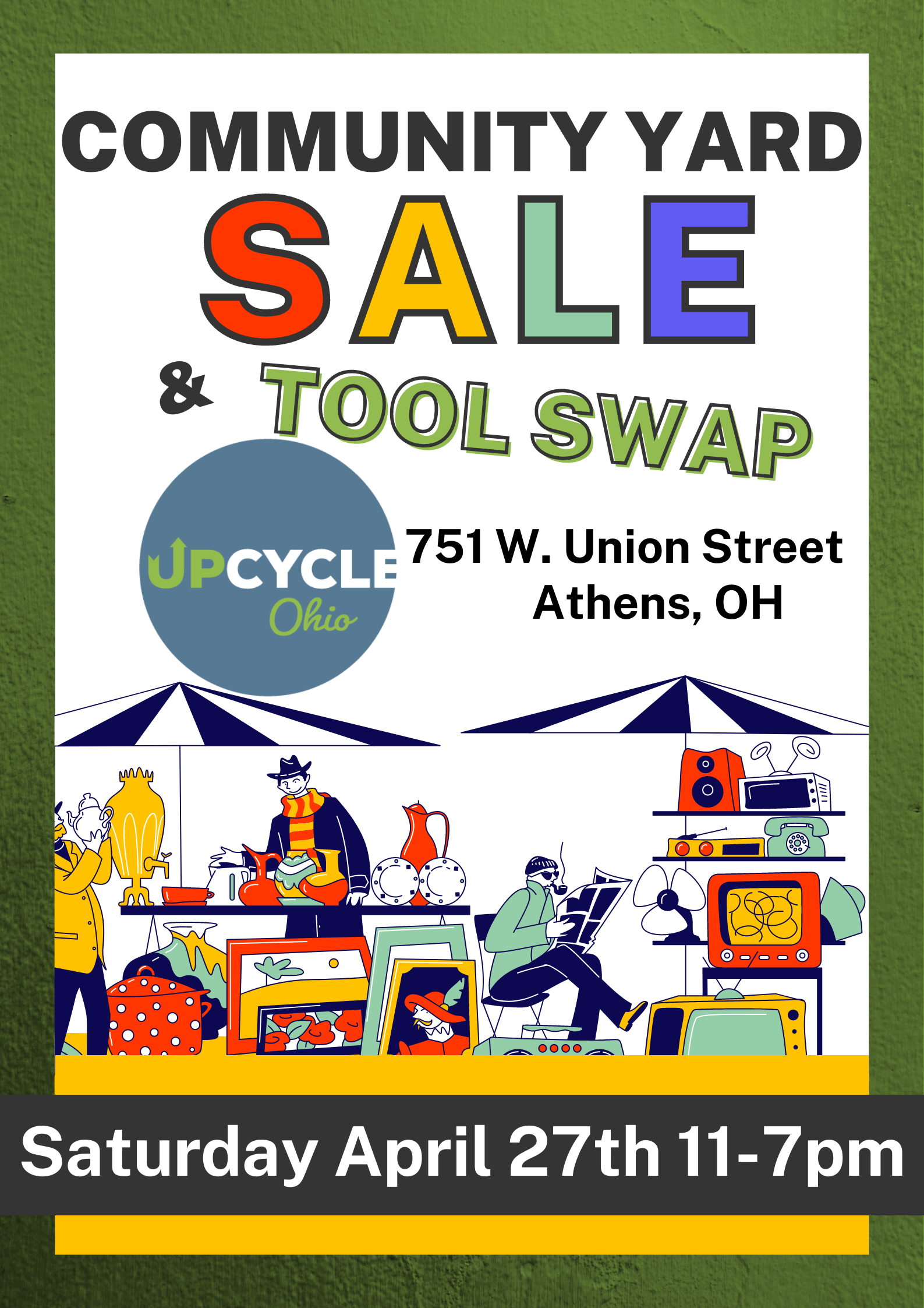 A flyer for the Community Makerspace sale and tool swap.
