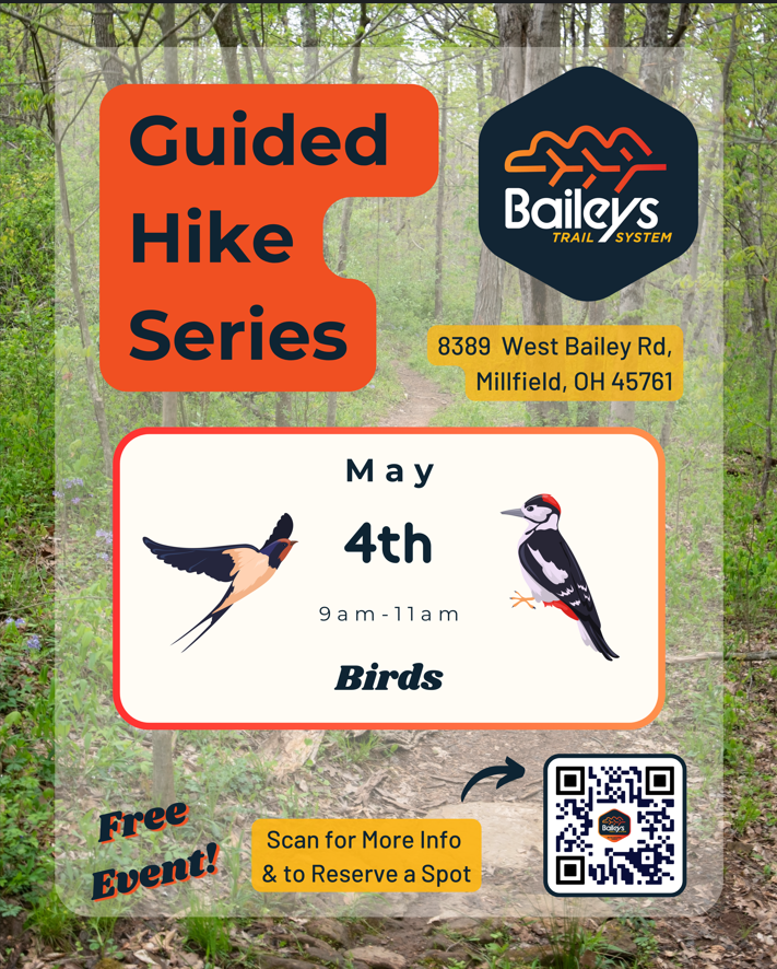 A flyer for the Bailey's Trail guided hike event.