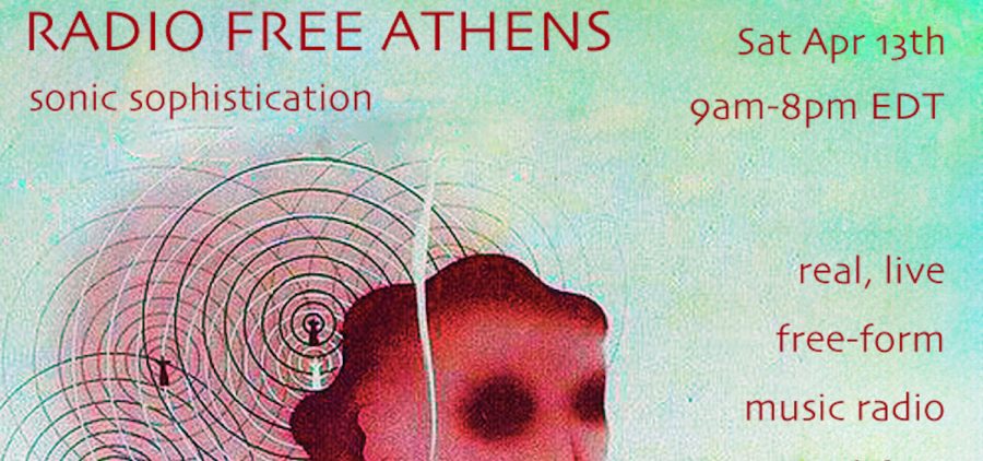 A graphic with the lineup for Radio Free Athens April 13, 2024.
