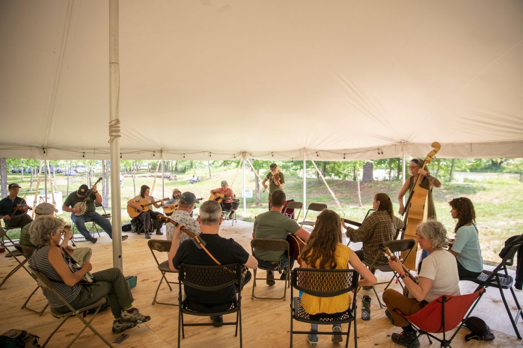 Musicians learn about old time music, dancing and calling, traditional crafts and more during the Happy Hollow Hootenanny, a 4 day camp-out at Snow Fork Event Center in Nelsonville from June 8-11, 2023. 