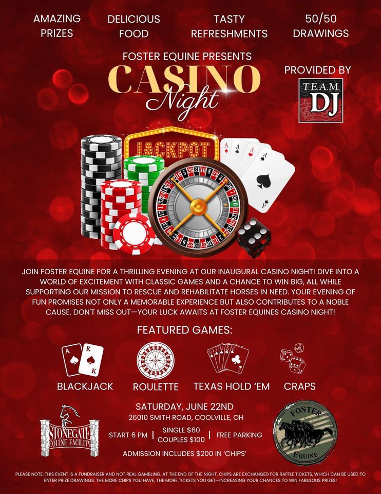 A flyer with information for Casino Night.
