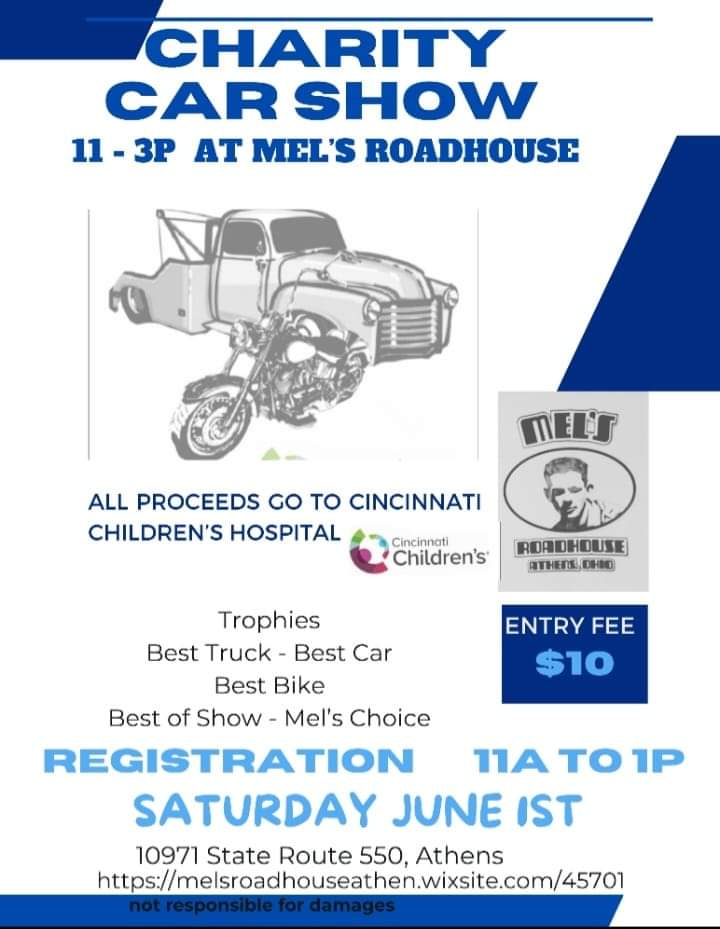 A flyer for a charity car show.