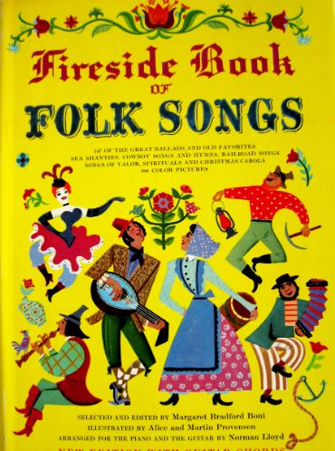 A flyer for the Fireside Book of Folk songs program.