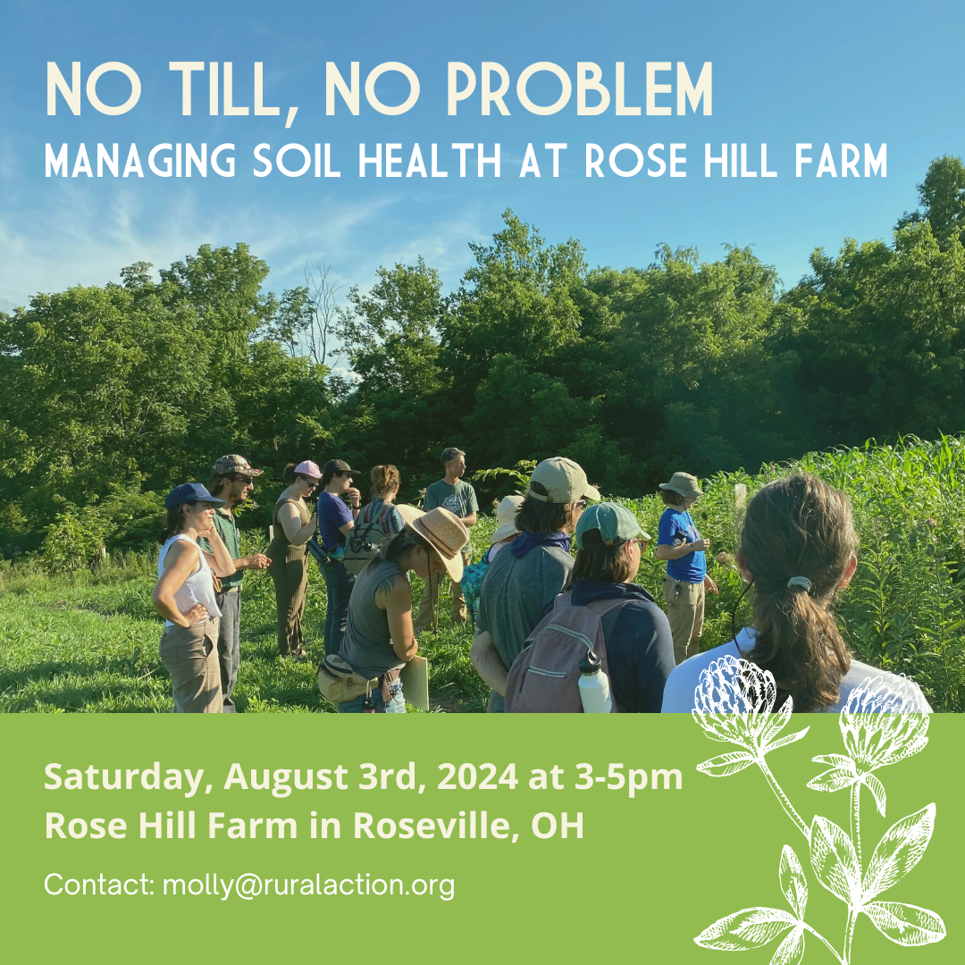 A flyer for a program about managing soil health. The image is of a group of people outside on a sunny day.