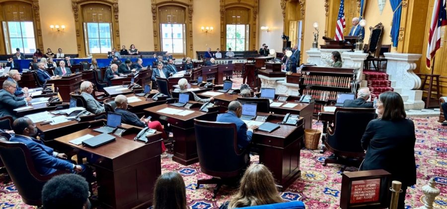 Legislators of the Ohio Senate meet in a special session.