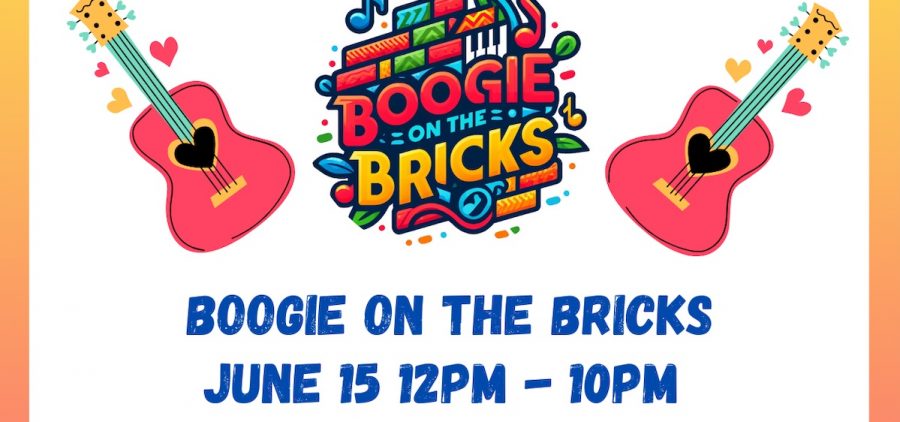 A flyer with all the information about the 2024 Boogie on the Bricks event.
