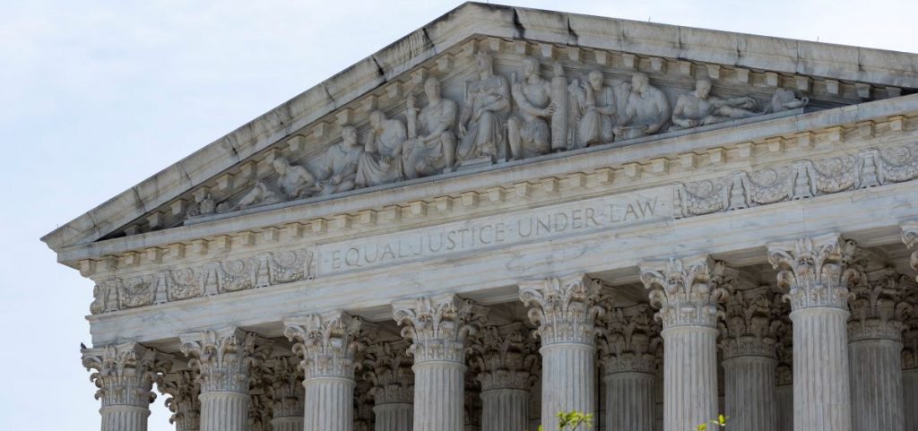 The front of the United States Supreme Court building