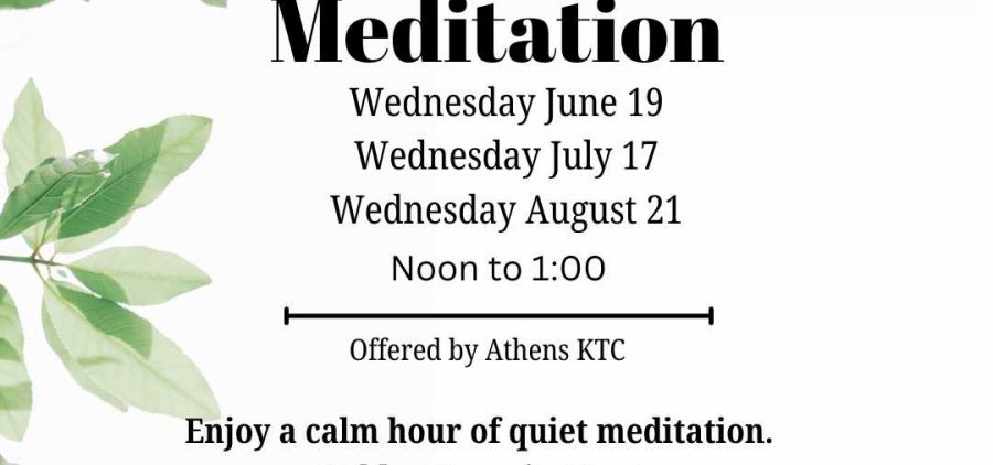 An image of a flyer with info on free meditation classes