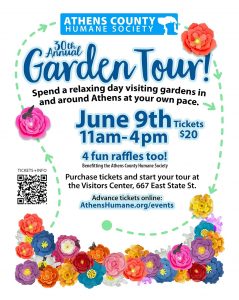 The flyer for the 30th Annual Athens County Humane Society Garden Tour. 