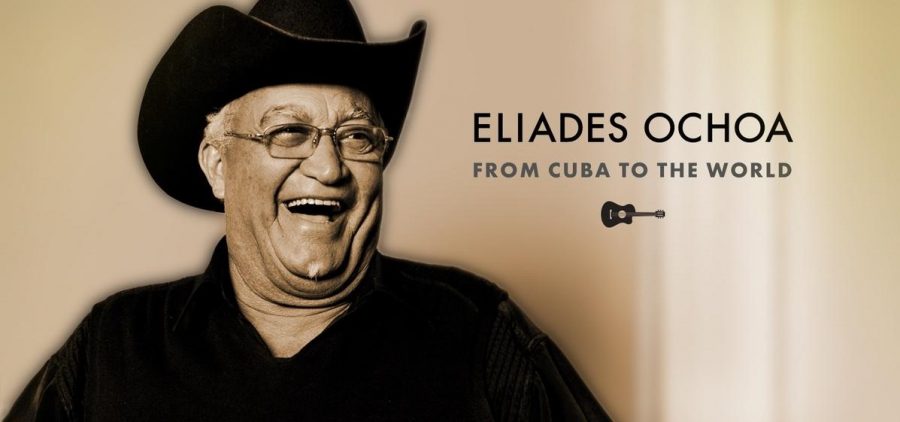 Eliades Ochoa: from Cuba to the World titlew slide with him smiling