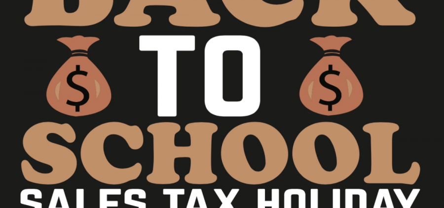 A graphic with the words "BACK TO SCHOOL SALES TAX HOLIDAY."